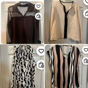 4 SHEIN NWOT Black and White Geometric Sleeveless Blouse